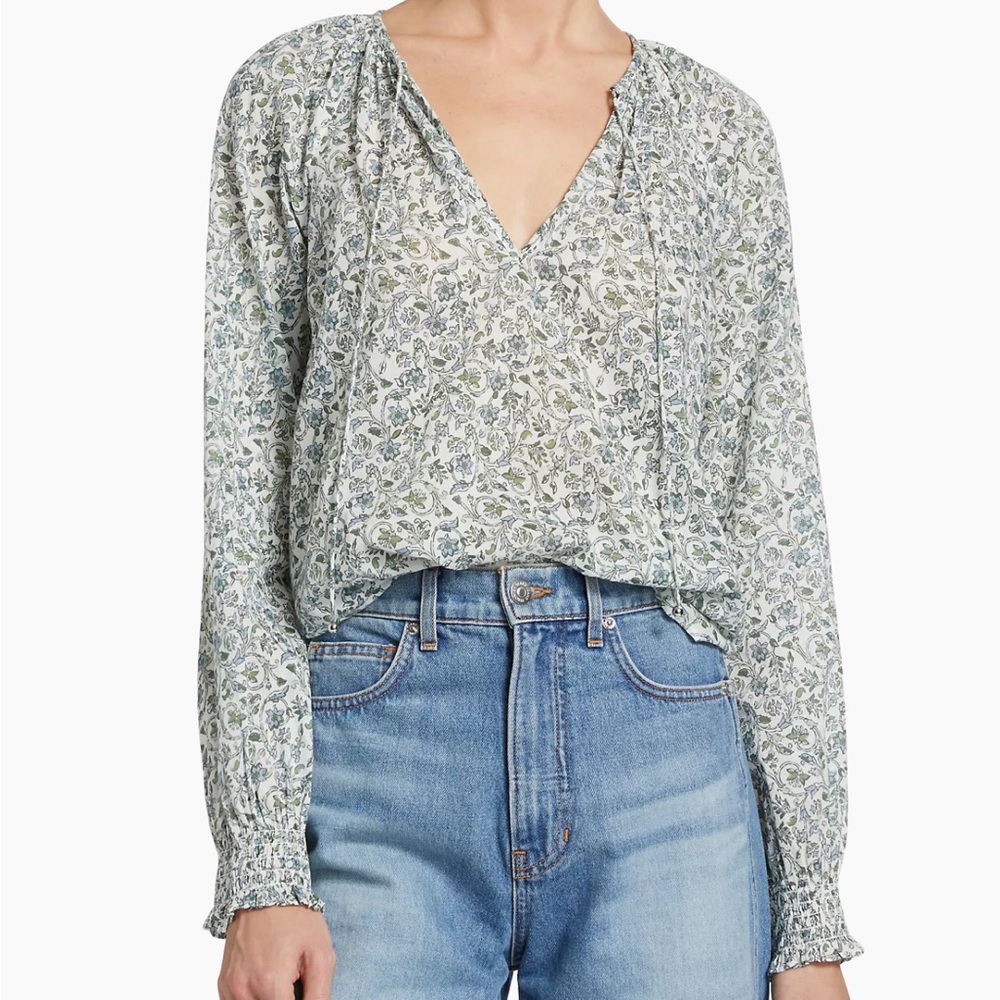 Veronica Beard Layana Floral Cotton Top, size large